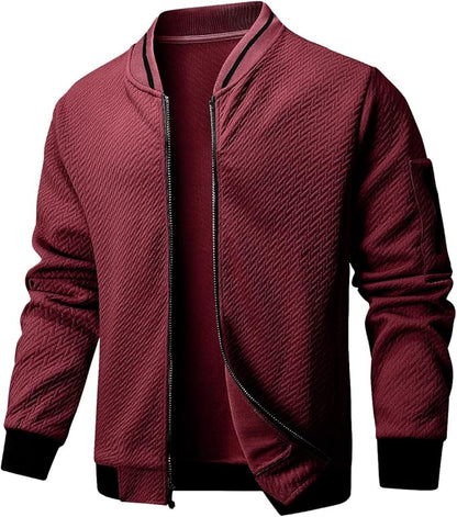 Mens Casual Jacket Loose Fit Lightweight Jacket Varsity Bomber Jacket with Zipper