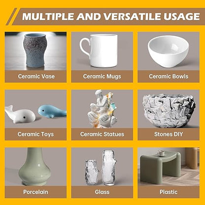 Ceramic Super Glue Liquid, Clear Instant Cyanoacrylate Adhesives for Ceramic Repair Food Safe, All Purpose CA Glue for Shoe Plastic Leather Glass Model Metal Wood Pottery Porcelain Mugs Clay Dishes