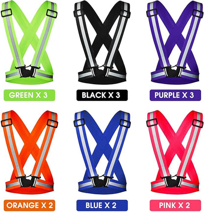 Macarrie 15 Pcs High Visible Reflective Running Vest Adjustable Reflective Safety Vest Elastic Safety Straps Gear for Walking at Night for Night Running Outdoor Dog Adults