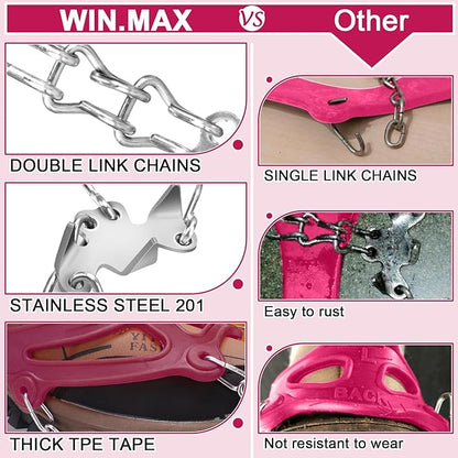 WIN.MAX Crampons for Shoes, Traction Cleats Ice Snow Grips with 19 Stainless Steel Spikes, Shoe Talons Anti - Slip Boots Spikes for Walking, Jogging, Climbing and Hiking
