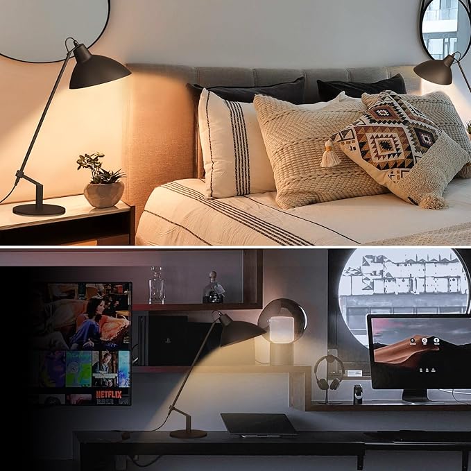 Desk Lamp Modern Industrial 100% Metal Table Lamp 22", Soft White Light (3000K) with Adjustable Switch, Ideal for Office Bedroom Study Room Living Room Nightstand Bedside Lamps Sand Black