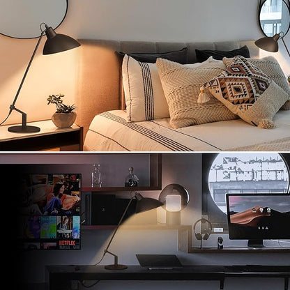 Desk Lamp Modern Industrial 100% Metal Table Lamp 22", Soft White Light (3000K) with Adjustable Switch, Ideal for Office Bedroom Study Room Living Room Nightstand Bedside Lamps Sand Black