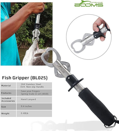 Booms Fishing G1 Fish Gripper Grip and Hold Fish with Tight Grip Largest Model Built-in Scale