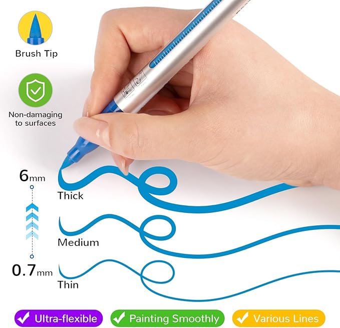 Acrylic Paint Markers Brush Tip 36 Colors, 300% More Ink marker 6.6g,Visible Ink Window,Free Flow, No-Bleed Waterproof Paint Pens for Canvas, Fabric, Rock, Wood, Egg, Paper,DIY Crafts