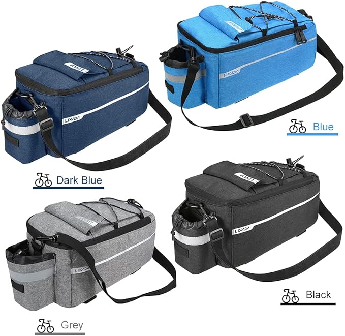 Lixada Bike Panniers Bike Trunk Bag Insulated Bag for Warm/Cool Items, Bicycle Rear Rack Storage Luggage Bicycle Seat Multifunctional Insulated Trunk Cooler Bag Shoulder Bag 11.4 6.3 6.7in