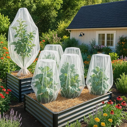 Fruit Tree Protection Bags 4.5x6 FT in 4 Pack | Multiple Size Garden Netting for Fruit & Vegetable Protection | White Plant Net Cover for Blueberry & Tomato | Bird & Insect Mesh Fabric Protector