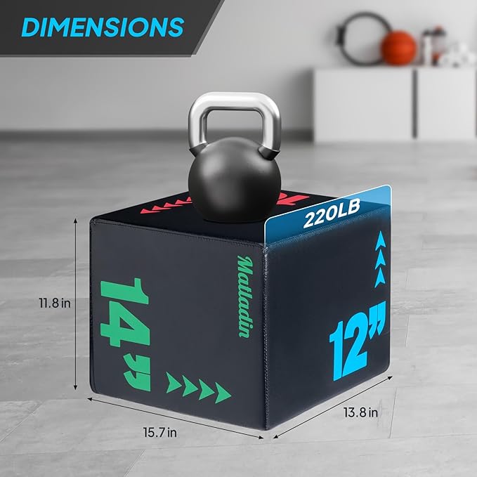 Matladin Heavy Foam Plyo Box, 3 in 1 Plyometric Jump Box for Home Gym Training, Jumping, Workout Exercise
