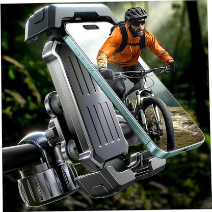 LISEN Bike Phone Holder, [Anti-Vibration] Motorcycle Phone Mount, Bicycle Phone Holder, Handlebar Phone Mount, Scooter Ebike Accessories, Bicycle Accessories, for iPhone Samsung Google Pixel, Black