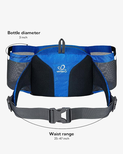 WATERFLY Fanny Pack Waist Bag: Waist Pack for Women Men with Two Water Bottle Holder Hiking Fanny Pack for Running Walking DogWalking Travel Cycling