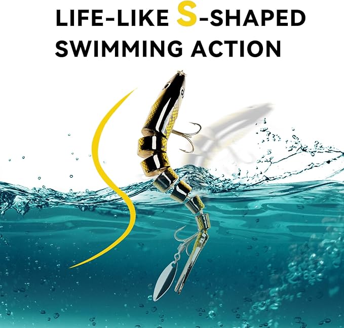 Fishing Lures with Spinner Baits Blades for Topwater, Swimbait for Trout and Bass Slow Sinking, 5pcs Fishing Hard Baits