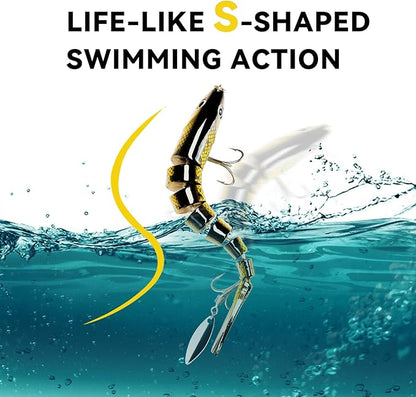 Fishing Lures with Spinner Baits Blades for Topwater, Swimbait for Trout and Bass Slow Sinking, 5pcs Fishing Hard Baits