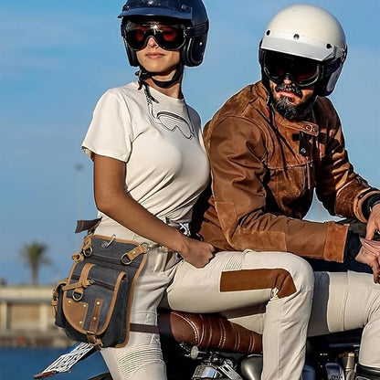 Canvas Drop Leg Bag Tactical Thigh Outdoor Waist Pack for Men Women Military Cycling Multi-Pocket Waist Fanny Pouch Daypack (C116-Black)