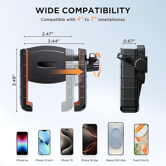 Miracase Bike Phone Holder, [Support Video Recording] Motorcycle Phone Mount, [Quick Lock] Bicycle Phone Mount Handlebar Cell Phone Clamp for Scooter, Friendly Compatible with iPhone Samsung Orange