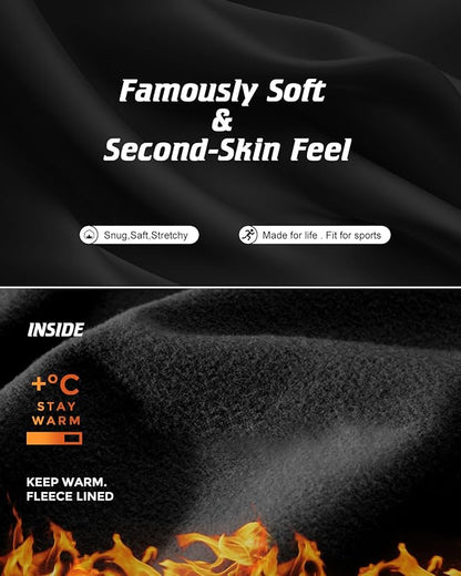 CL convallaria Long Johns Thermal Underwear for Men Soft Fleece Lined Base Layer Cold Weather Top Bottom Gift Set