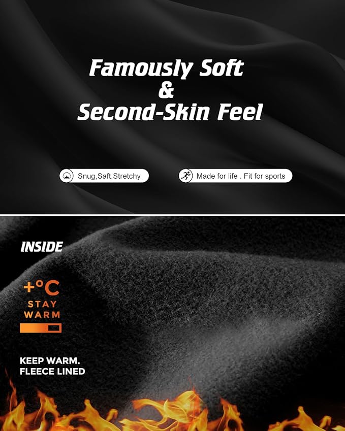 CL convallaria Long Johns Thermal Underwear for Men Soft Fleece Lined Base Layer Cold Weather Top Bottom Gift Set