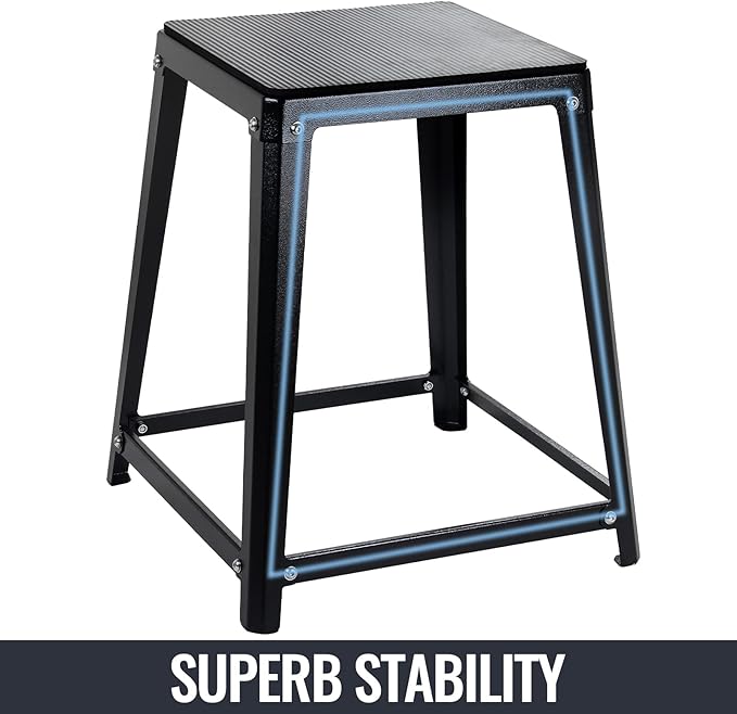 Metal Plyometric Jumping Box, Steel Fitness Exercise Jump Platforms Box for Conditioning Strength and Agility Training, 12 Inch Anti-Slip Workout Step Up Box for Home Gym