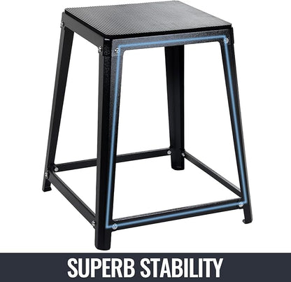 Metal Plyometric Jumping Box, Steel Fitness Exercise Jump Platforms Box for Conditioning Strength and Agility Training, 12 Inch Anti-Slip Workout Step Up Box for Home Gym