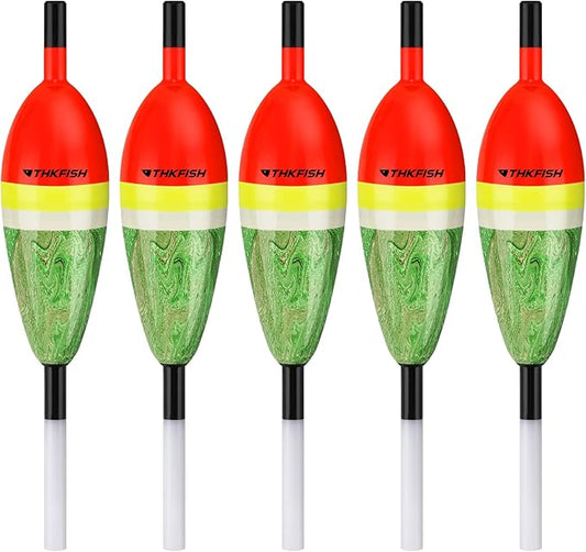 THKFISH Fishing Floats Balsa Wood Slip Bobbers, Fishing Bobbers Stick Slip Bobber for Fishing Crappie Bluegill Trout Bass Panfish Catfish Walleye 5PCS