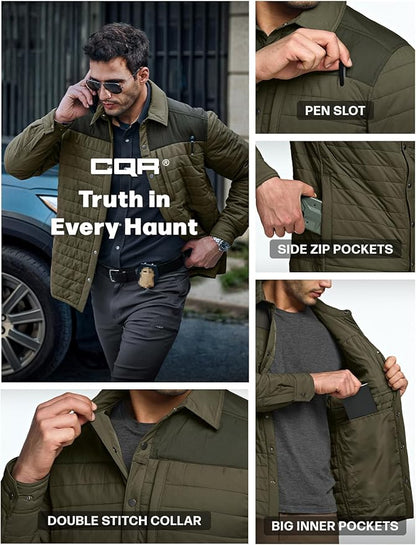 CQR Men's Lightweight Insulated Jacket, Windproof Packable Water Resistant Warm Active Coat for Hiking Work Outdoor Tactical