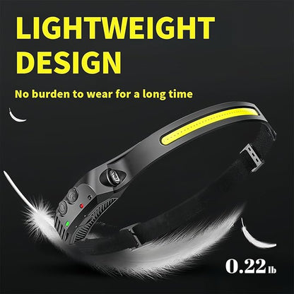 Headlamp 3 PCS, 230° Wide Beam Head Lamp, Motion Sensor LED Headlamp Rechargeable, 5 Mode Headlight Flashlight for Camping Fishing Hiking Gear, Bright, and Ideal for Hard Hats and Forehead Use!