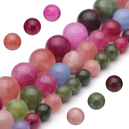 Youngbling Natural Gemstone Beads for Jewelry Making,6mm Tourmaline Polished Round Smooth Stone Beads for Bracelet Necklace 15 Inch