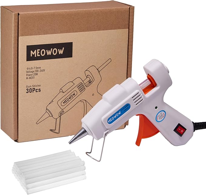 20W Mini Hot Glue Gun with 30 Glue Sticks Set, Fast Preheating Hot Melt, High Temp for Crafts, DIY, and Quick Home Repairs