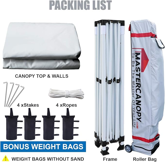 MASTERCANOPY Heavy Duty Pop-up Canopy Tent with Sidewalls (10x15,White)