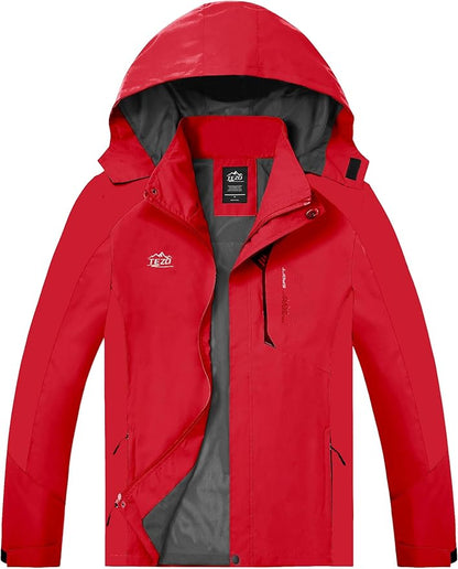 TEZO Mens Rain Jacket Waterproof with Hooded Hiking Coat Lightweight Windbreaker