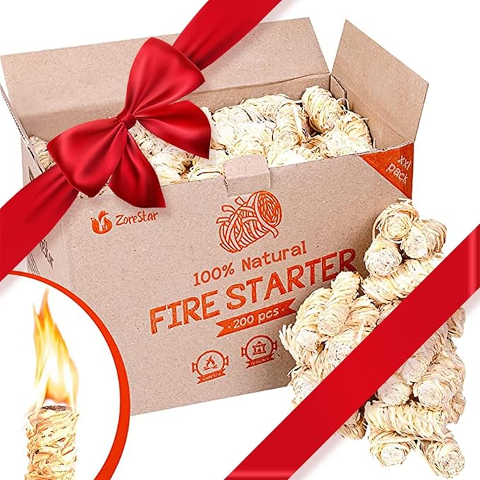 Zorestar Fire Starters XXL 200 pc - Firelighters for Indoor and Outdoor Use, Compatible with Solo Stove, Green Egg and Other Grills and BBQs - Box of 100% Waterproof Firestarters