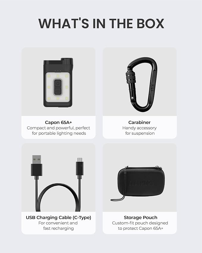 Claymore Capon 65A+ Black Ultra-Light Clip-On Cap Light – USB-C Rechargeable 230LM LED Compact Headlamp | 3 Modes IP54 Water-Resistant Up to 19 Hrs Runtime for Camping, Running, Outdoor