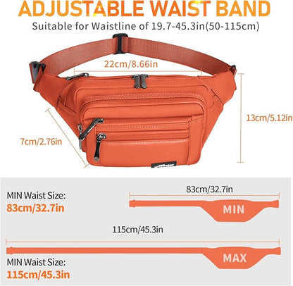 Waist Pack Bag Fanny Pack for Men&Women Hip Bum Bag with Adjustable Strap for Outdoors Workout Traveling Casual Running Hiking Cycling (Orange)