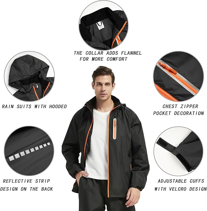 Rain Suits for Men Women Waterproof Lightweight Hooded Breathable Rain Gear Raincoat for Fishing Hiking Cycling