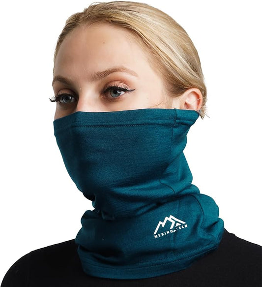 Merino.tech Merino Wool Ski Neck Gaiter - Face Mask Neck Warmer for Men & Women