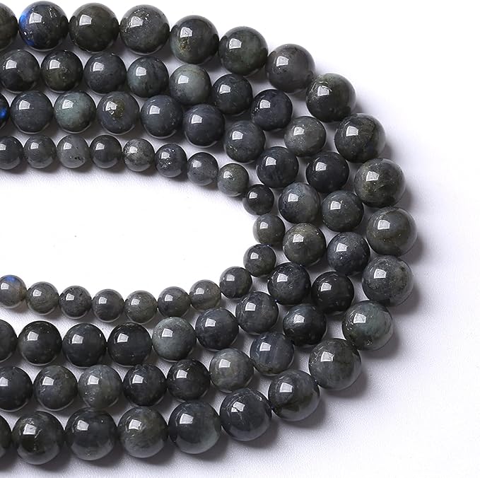 6MM 60PCS Natural Stone Black Labradorite Beads Crystal Loose Beads for Jewelry Making DIY Bracelet