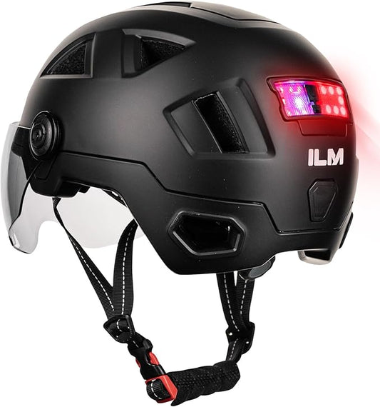 ILM Smart Adult Bike Helmet with Automatic G-Sensor Turn Signal & Brake Warning LED Light Control Road Cycling Helmet E3-12LS
