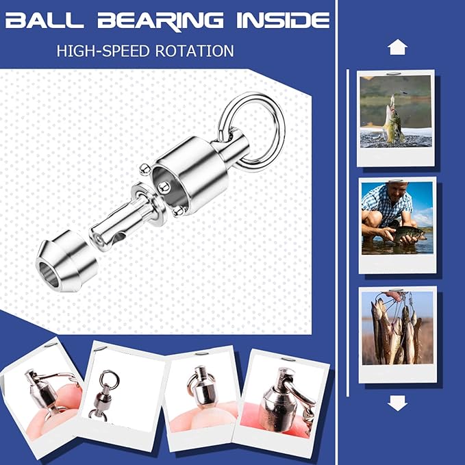 AMYSPORTS High Strength Snap Swivel Stainless Split Rings Fishing Swivel Freshwater Ball Bearing Swivels Fishing Saltwater, 25pcs, 30lbs