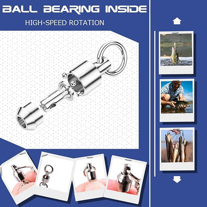 AMYSPORTS High Strength Snap Swivel Stainless Split Rings Fishing Swivel Freshwater Ball Bearing Swivels Fishing Saltwater, 25pcs, 30lbs