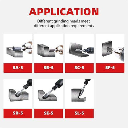 EZARC Tungsten Carbide Rotary Burr Bit, SE-5 Ball Double Cut Carbide Burr 1/4" Shank Die Grinder Cutting Burrs Bit for Metal Working & Sturdy Storage Case