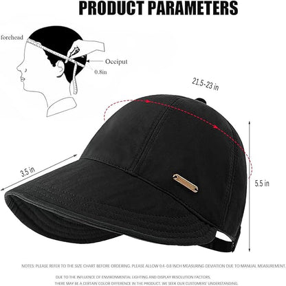 huablo]UPF 50+Womens Sun Hat UV Protection Hiking Fishing Hats Wide Brim Hat Adjustable Ponytail Packable Sun Cap