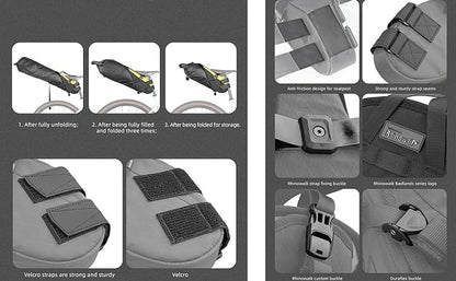 Rhinowalk 14L Waterproof Hardshell Bike Saddle Bag – Two-Piece Rear Seat Bag Tear-Resistant, No-Screw Installation, Fits Most Bikes-Black