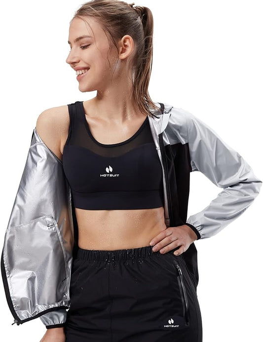 HOTSUIT Sauna Suit for Women Weight Loss Sweat Suits Sauna Jacket Pant Machine Washable Anti Rip for Gym Workout Exercise