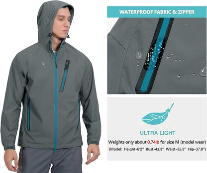 Little Donkey Andy Men's Waterproof Rain Jacket Outdoor Lightweight Rain Shell Coat for Hiking,Golf,Travel