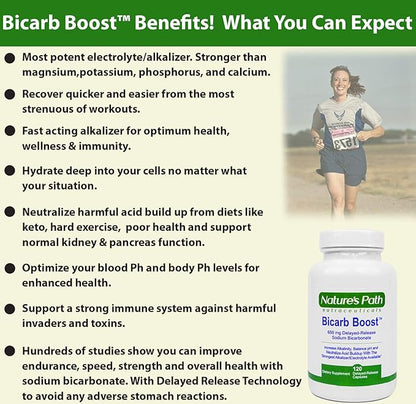 Sodium Bicarbonate 650 mg Tablets - Strongest Alkaline Tablets - Electrolyte Supplement & Keto Electrolyte Pills, Salt Tablets Hydration & Rehydration, Endurance, Stamina: 120 Capsules