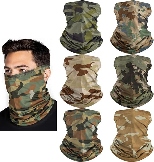 HONGTEYA 6 Pack Neck Gaiter Face Mask: Breathable Windproof Face Cover Balaclava High Elastic Earloop Bandana for Men Women