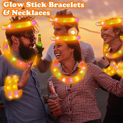 Light Up Glow Necklaces Bracelets Party Favors Gifts Accessories for Toddlers, 12-24PCS Orange Glow Sticks Pop Tubes for kids,Glow New Year Eve Birthday Camping Party Decorations for Boys Girl