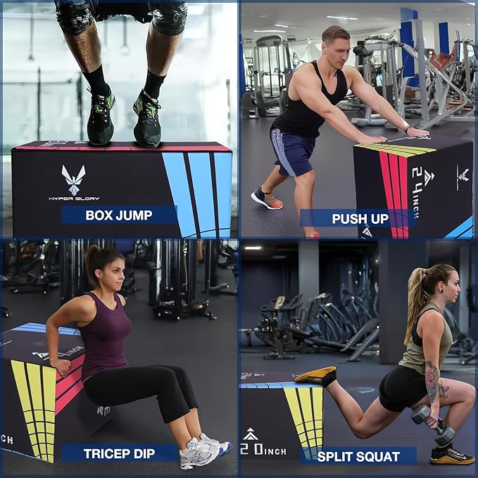 DIKEP 3-in-1 Foam Plyometric Jump Box, Heavy Duty Exercise Plyo Box with Non-Slip Surface, Box Jumps for Jumping, Step-Ups, Home Gym Training, Agility and Strength Conditioning