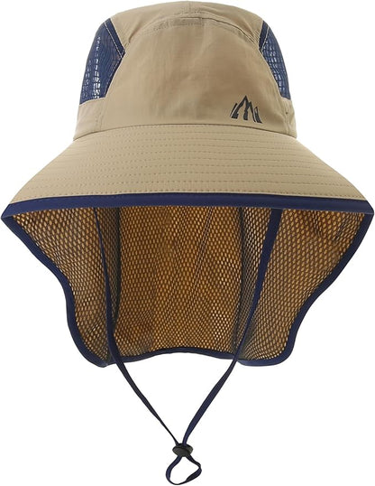 UV Sun Protection Hat Women Foldable Neck Flap Wide Brim Fishing Hat with Ponytail Hole for Women