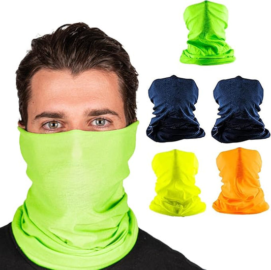 S A Company 5-Pack UV Face Shield | UV 30+ Multipurpose Neck Gaiter Balaclava for Adults