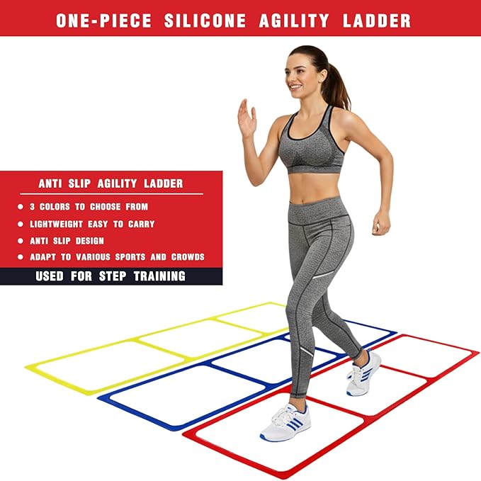 One-Piece Silicone Agile Ladder 1 PC Suitable for Sports & Fitness Step Training Soccer Footwork Practice Street Dance Step Training Auxiliary Kit for Various Indoor and Outdoor Floor Areas