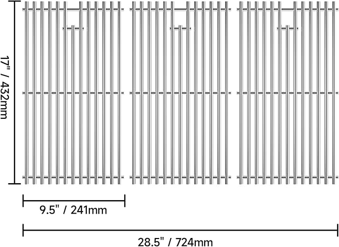 17" Grill Grates Replacement Parts for Charbroil 463242716, for Charbroil Commercial 463242715 463276016 463257520 463263924, Stainless Steel Cooking Grids for Nexgrill 720-0882A BHG 720-0882